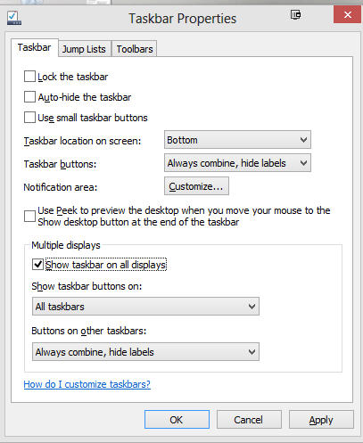 Enabled TaskBar Multi-monitor