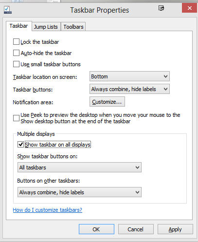 Enabled TaskBar Multi-monitor Enabled TaskBar Multi-monitor